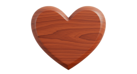 Wooden heart isolated on transparent background, brown wood grain heart shape for love and Valentine s Day design element PNG