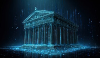 Futuristic Temple - A Digital Rendering of Ancient Architecture.