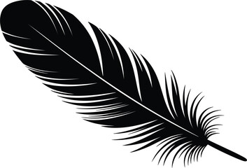 Obraz premium Black Silhouette of a Single Feather quill bird