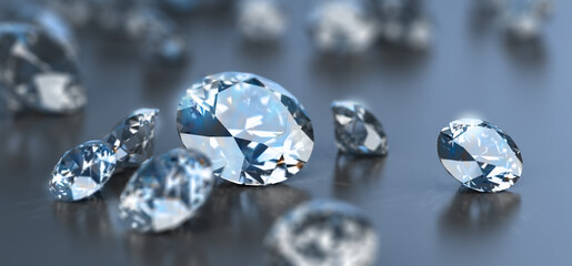 scattering of diamonds on a reflective background