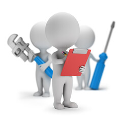 3d small people - team of mechanics