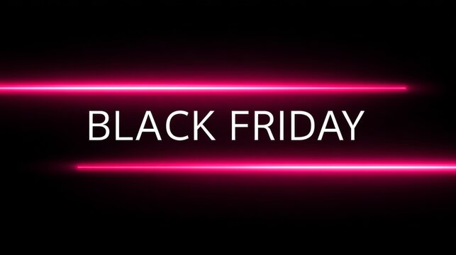 Minimalist Black Friday banner with neon pink light