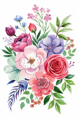 Set of natural flowers and leaves background for wedding decor vector
