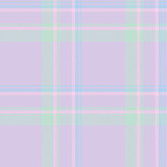 Fototapeta premium Pastel plaid pattern featuring pink, blue, and green. Versatile textile design, ideal for backgrounds, apparel, and creative projects needing a soft, calming aesthetic.