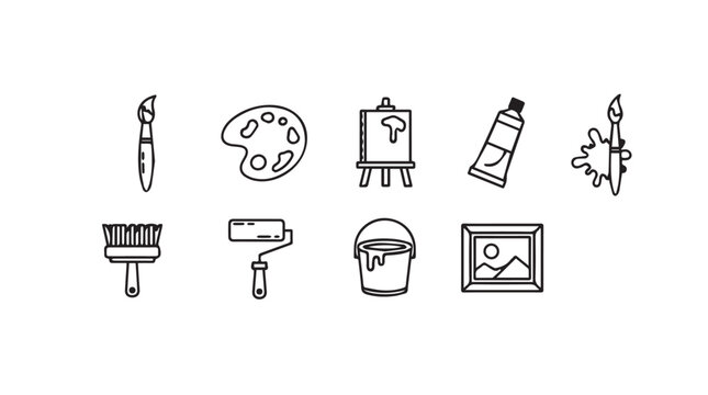 Artistic tools collection hand drawn sketch style icons set for creative projects vector