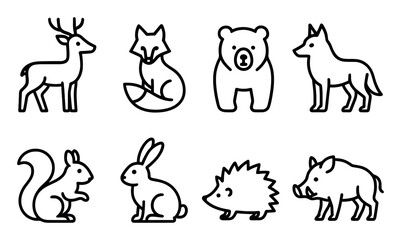 Fototapeta premium Forest Animal Icons