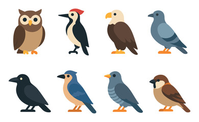 Fototapeta premium Colorful Bird Icons Set