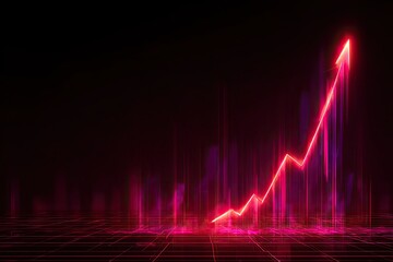 Abstract illustration of an upward trend, highlighted by a glowing red arrow on a dark background