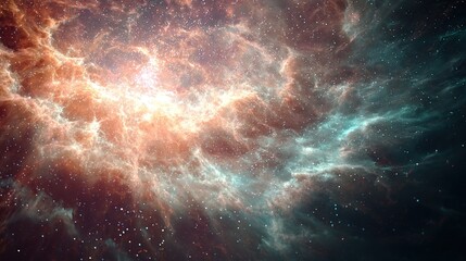 Cosmic Wonders Celestial dust cloud with orange and teal nebula