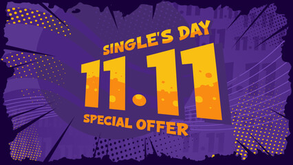 Single's day 11.11 special offer comic style sales banner