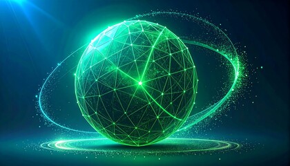 Abstract glowing green sphere