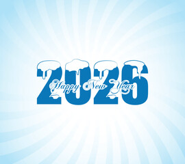 Happy New Year 2026 concept for Ice isolated on blue background