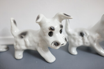 Shallow depth of field (selective focus) details with Romanian communist era ceramic trinkets...