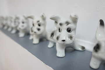 Shallow depth of field (selective focus) details with Romanian communist era ceramic trinkets...