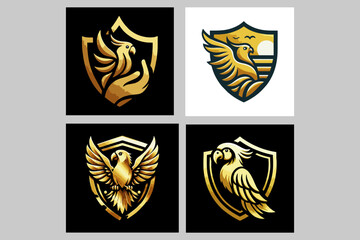 This is a vector image of a golden parrot logo suitable for use in company logo designs, farms, animal lovers, bird care, breeding, buying and selling, communities, stickers, banners, posters, content