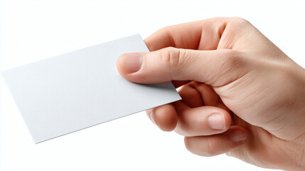 Fototapeta premium Hand holding blank business card ready for your logo or contact details perfect for branding and marketing