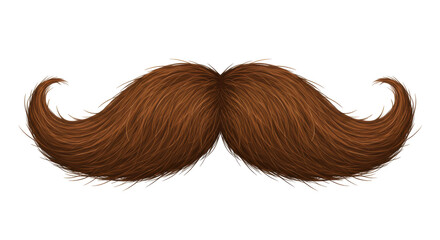 Brown handlebar mustache PNG isolated on transparent background, vintage facial hair for barbershop and retro style design