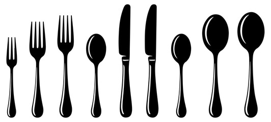 cutlery fork spoon and knife icon set