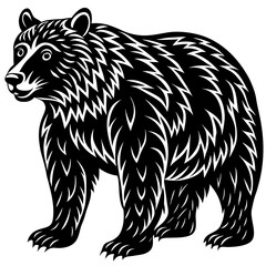 Majestic bear silhouette perfect for wildlife nature and outdoor adventure designs rendered in a clean vector format