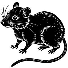 Elegant black silhouette of a small rodent perfect for wildlife pet or science illustrations