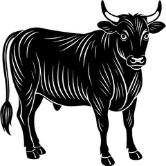 Bold black silhouette of a single cattle animal perfect for farm ranch or livestock branding and design projects