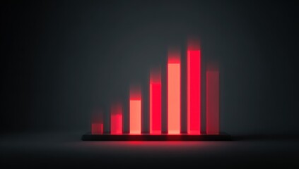Glowing Red Bar Graph on Dark Background - Growth and Progress.