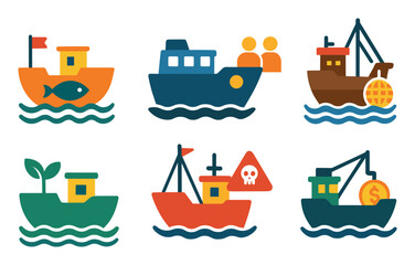 Obraz premium Fishing Vessel Icons