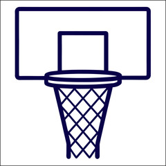 Outline basketball through hoop logo
