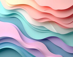 Hyper-detailed paper cutout layered background, pastel tones with subtle shadows, pre