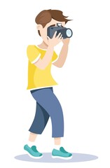 vector image of a boy with a camera