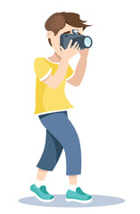 vector image of a boy with a camera