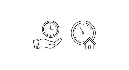 Time and clock icons for web design and apps