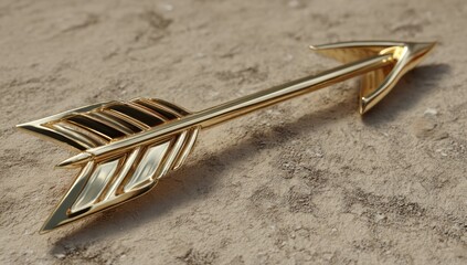 Golden Arrow Emblem on Textured Surface - A Detailed Close-Up.