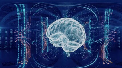 AI brain connecting to data streams in a vibrant digital space, futuristic technology and innovation for business and science projects - Powered by Adobe