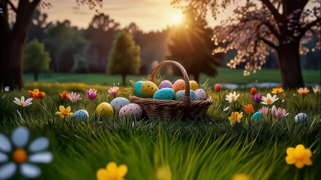 easter eggs in the garden