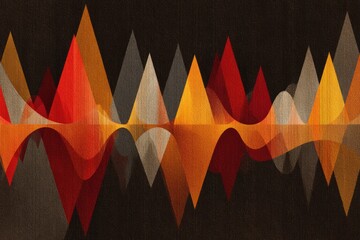 Abstract graphic of overlapping, colorful mountain peaks and inverted reflections