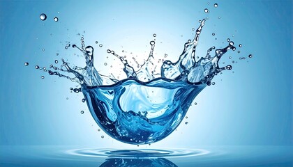Dynamic Water Splash on Light Blue Gradient Background in High Resolution