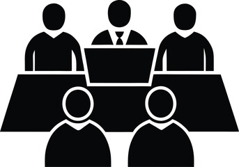 Team meeting silhouette vector art illustration