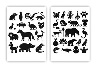Farm animals livestock silhouettes.
