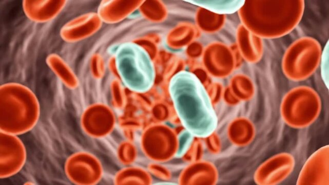 Dynamic flow of red blood cells and platelets in human artery animation