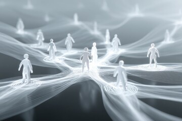 Conceptual rendering shows interconnected human figures, representing networking and communication