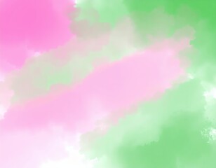 Obraz premium Soft watercolor blend of pink and green clouds creating an abstract texture