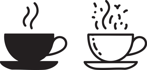 Simple Minimalist Tea and Coffee Cup Illustration Vector Art