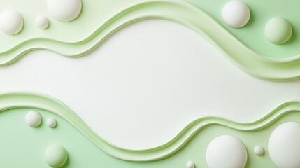 Calming background with soft green tones and organic shapes: A serene layout with gentle curves and natural forms in various shades of green, symbolizing tranquility and balance,