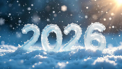 2026 Ice Sculpture in Snowy Landscape