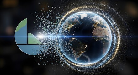 Global Data Analysis - Earth Globe with Pie Chart Integration.