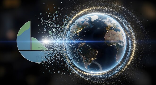 Global Data Analysis - Earth Globe with Pie Chart Integration.