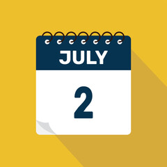 july 2 calendar icon vector illustration with design
