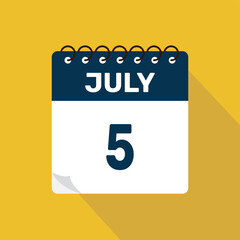 july 5 calendar icon vector illustration with design