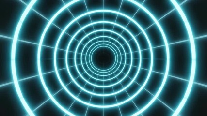 Dynamic neon blue digital tunnel with grid pattern accelerating into the future, perfect for tech and innovation concepts - Powered by Adobe
